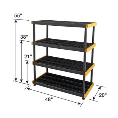 Image showing  4-Tier 20 x 48 in. Heavy-Duty Ventilated Black & Yellow Shelf-200 lbs. per Shelf Capacity