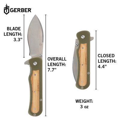 Image showing  Confidant Green Bamboo/Stonewash Plain Edge Drop Point Folding Knife