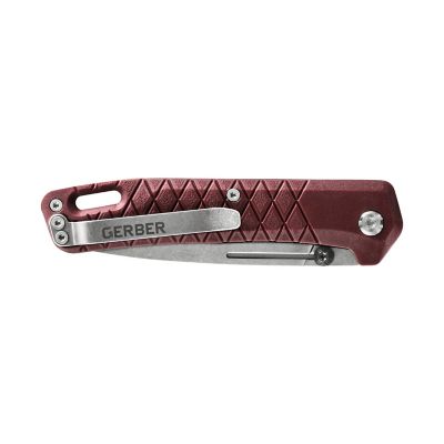 Image showing  Zilch Satin/Drap Red Plain Edge Drop Point Folding Knife