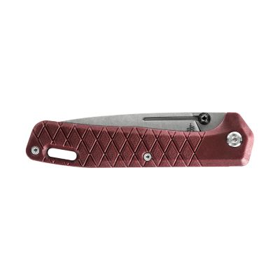 Image showing  Zilch Satin/Drap Red Plain Edge Drop Point Folding Knife
