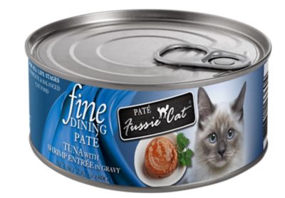 Fussie Cat Fine Dining Pate Tuna with Shrimp Entree Wet Cat Food, 2.82 oz.