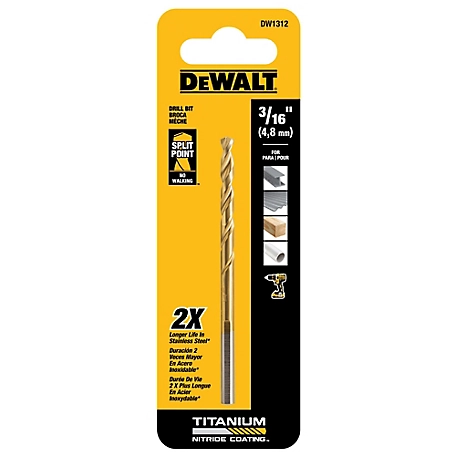 DeWALT DW1312 G 3/16 135 Split Point Tip Titanium Drill Bit