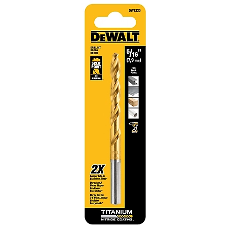 DeWALT DW1320 G 5/16 135 Split Point Tip Titanium Drill Bit