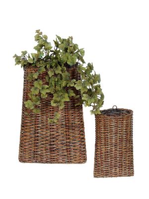 Melrose International Woven Rattan Wall Basket (Set of 2)