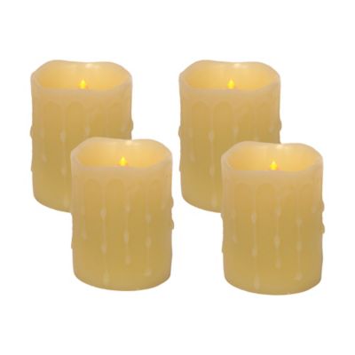 Image showing  LED Dripping Wax Pillar Candles (Set of 4)