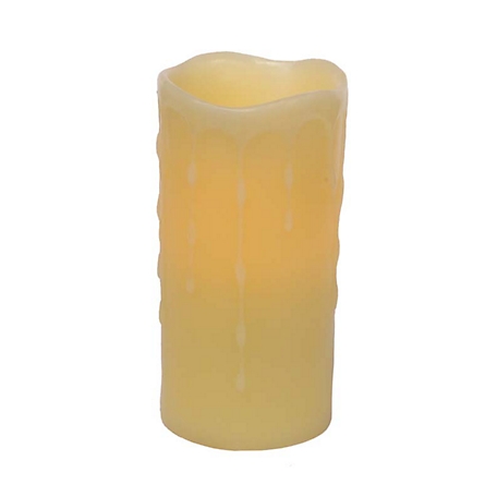 Melrose International 3 in. x 6 in. LED Dripping Wax Pillar Candles (Set of 4)