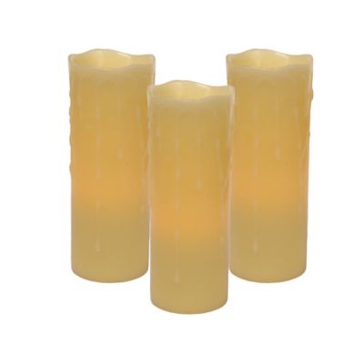 Image showing  3 in. x 8 in. LED Dripping Wax Pillar Candles (Set of 3)