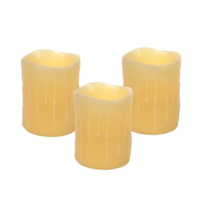Image showing  4 in. x 5 in. LED Dripping Wax Pillar Candles with Remote (Set of 3)