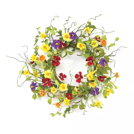 Melrose International 20" Summer Garden Trumpet Wreath Artificial Plants & Flowers