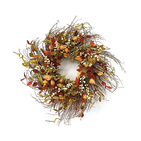 Melrose International 20 in. Cape Gooseberry Artificial Wreath