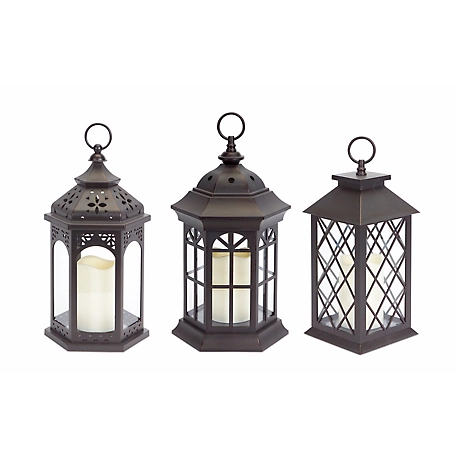 Melrose International Assorted Lanterns with LED Candle (Set of 3), 50202DS