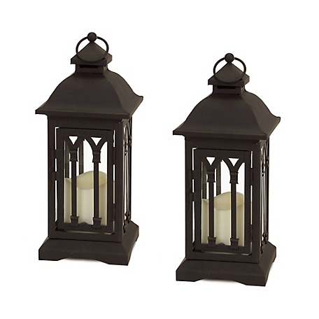 Melrose International Metal Lantern with LED Candle (Set of 2), 50209DS