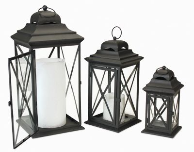Melrose International Iron Metal Floor Lantern (Set of 3), 50220DS