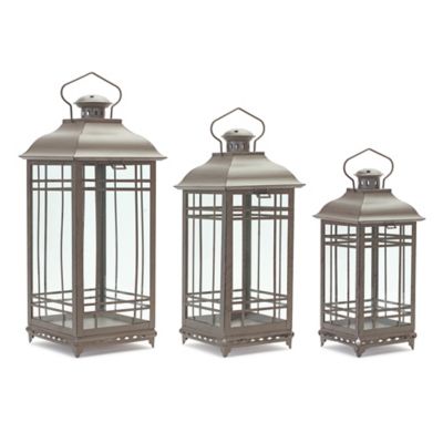 Melrose International Traditional Metal Lantern, Set of 3, 28076DS