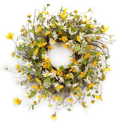 Melrose International 24 in. Mixed Daisy Floral Wreath