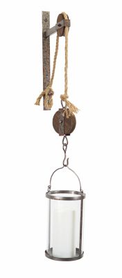 Melrose International 31 in. Industrial Pulley Mounted Canister Candleholder, 58868DS