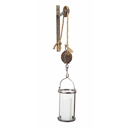 Melrose International 31 in. Industrial Pulley Mounted Canister Candleholder, 58868DS