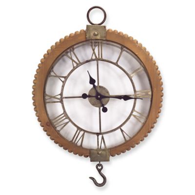 Melrose International Open Face Industrial Wall Clock with Hook Accent