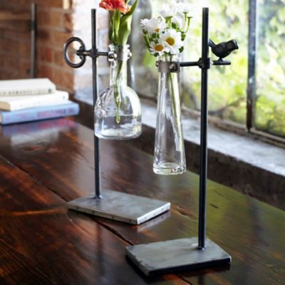 Image showing  Hanging Bud Vase with Metal Stand, Set of 2