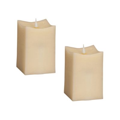 Image showing  Simplux LED Squared Candle with Moving Flame and Remote (Set of 2)