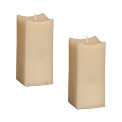 Image showing  Simplux LED Squared Candle with Moving Flame and Remote (Set of 2)
