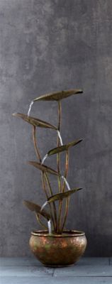 Melrose International Bronze Metal Lotus Leaf Fountain with UL Pump