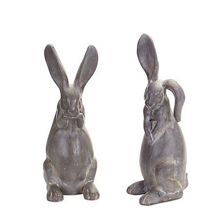 Melrose International Long Ear Stone Rabbit Garden Statue (Set of 2), 66494