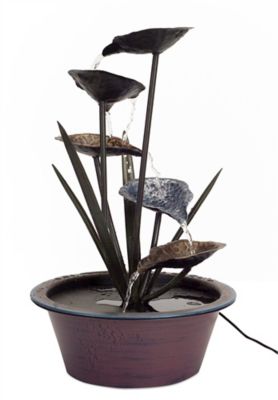 Melrose International Bronze Metal Lotus Leaf Fountain, 22 in.