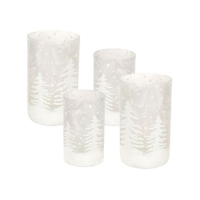 Melrose International Snowy Forest Frosted Votive Candle Holder Set, 4 pc.