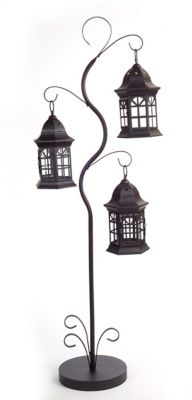Melrose International Whimsical Metal Lantern Tree with 3 Candle Holders, 69615