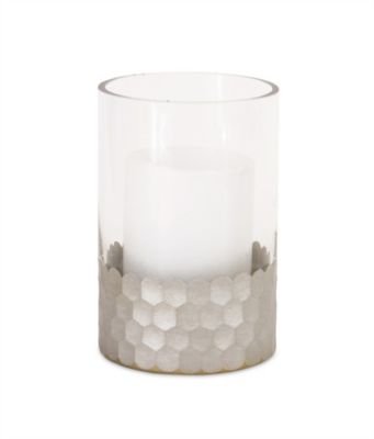 Image showing  Glass Hurricane Candle Holder with Honeycomb (Set of 2)