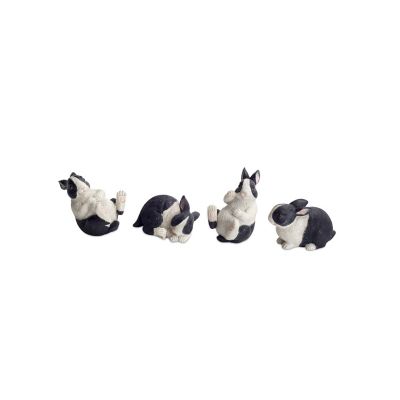 Melrose International 16 in. Black and White Playful Rabbit Figurine (Set of 16)