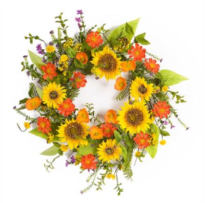 Melrose International 22 in. Mixed Sunflower Floral Wreath