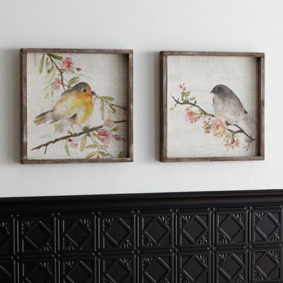 Image showing  Wood Framed Watercolor Bird Plaque (Set of 2)