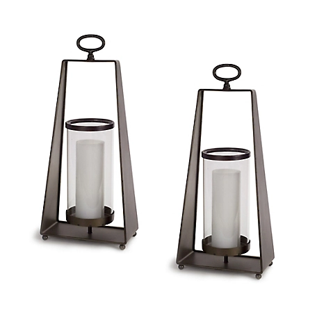 Melrose International Glass Candle Holder in Tapered Metal Stand (Set of 2), 70322DS