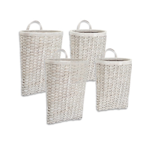 Melrose International Woven Metasequoia Wood Wall Baskets (Set of 4), 74105