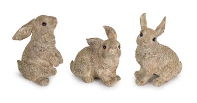 Melrose International Stone Garden Rabbit Figurine (Set of 3), 74204