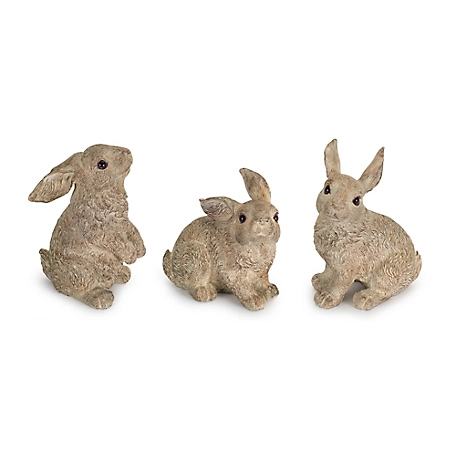 Melrose International Stone Garden Rabbit Figurine (Set of 3), 74204