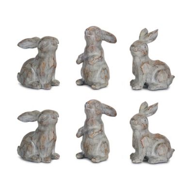 Melrose International Washed Stone Garden Rabbit Figurine (Set of 6)