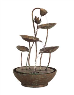 Melrose International Rustic Metal Lotus Leaf Fountain, 19.5 in.