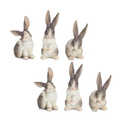 Melrose International Long Ear Rabbit Figurine (Set of 6)