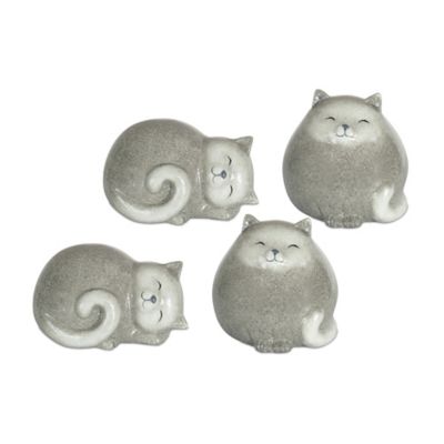 Melrose International Happy Terra Cotta Cat Shelf Sitter (Set of 4)