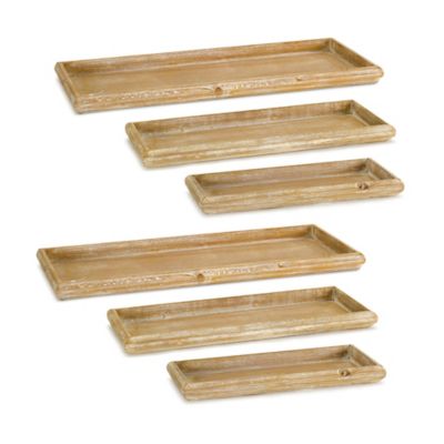 Melrose International Natural Wooden Nesting Tray (Set of 6)