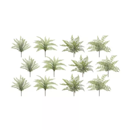 Melrose International 12-Piece Assorted Artificial Fern Bush Set Artificial Plants & Flowers