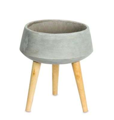 Melrose International Modern Cement Planter on Wood Legs