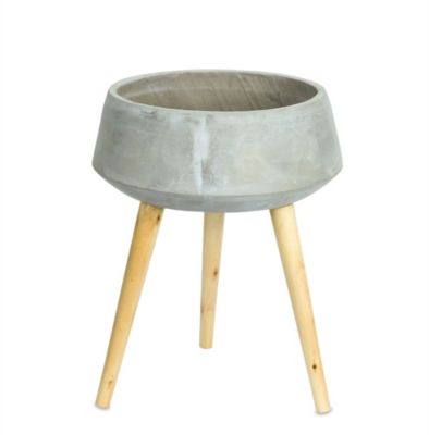 Melrose International Modern Cement Planter on Wood Legs