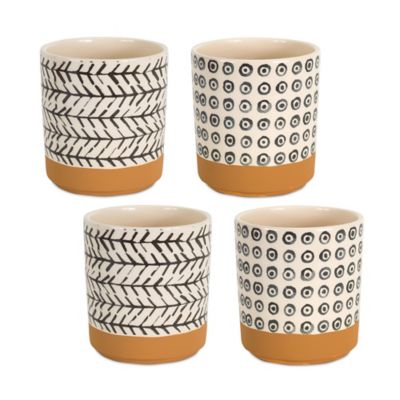 Melrose International 4.4 lb. Dolomite Geometric Patterned with Terra Cotta Accent Pots, 4-Pack