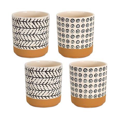 Melrose International 4.4 lb. Dolomite Geometric Patterned with Terra Cotta Accent Pots, 4-Pack