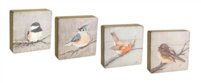 Melrose International Rustic Wood Bird Plaque (Set of 4)