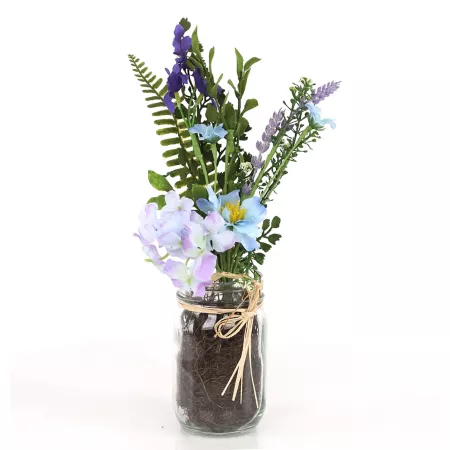 Melrose International 6 Piece 14" Mason Jar Hanging Floral Vase Set Artificial Plants & Flowers